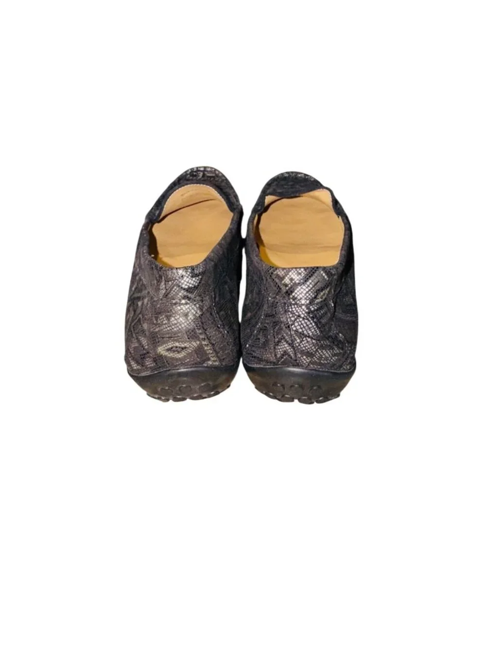 Van Eli Womens 8.5 A Black Slip-On Loafers Geometric Pattern Leather Sole Preppy